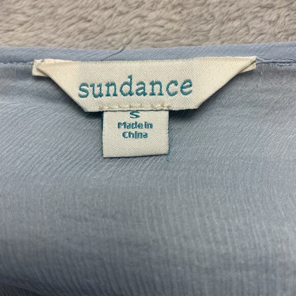 Sundance Gretty Zueger Sadie Top Womens S Blue Silk Floral Overlay Bell Sleeve - Picture 3 of 9